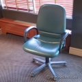 Grey Leather Adjustable Task Chair with Fixed Arms